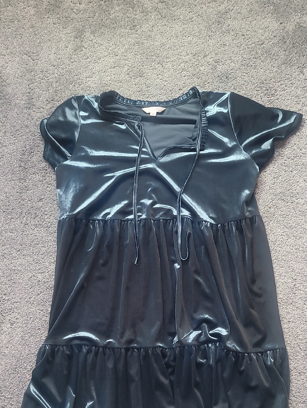 LC Lauren Conrad Blue Satin Tie-Front Top